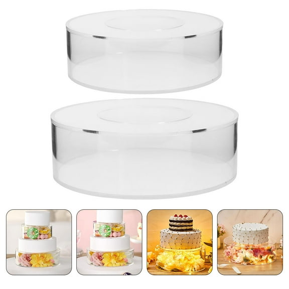 Raindrops 2-Pack Clear Acrylic Cylinder Display Risers, Round Transparent Fillable Cake Stand Elevators for Dessert Presentation