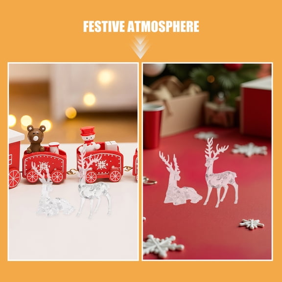 Set of 2 Acrylic Deer Figurines with Design Christmas Reindeer Decorations for Home Decor and Festive Table Display