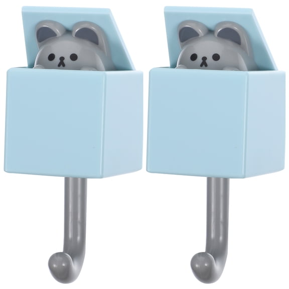 Raindrops 2Pcs Adhesive Hooks Sky Blue for Office Use