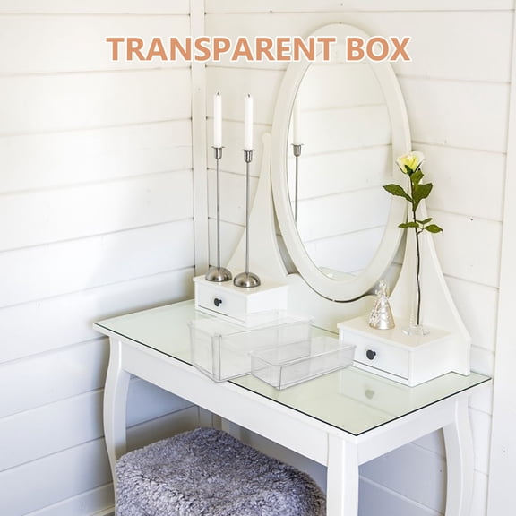 Raindrops 2Pcs Expandable Clear Plastic Drawer Organizer Boxes Adjustable Dividers for Vanity and Kitchen Use