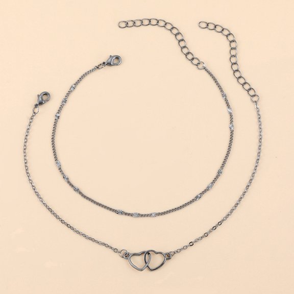 Raindrops 2Pcs Bracelet for Women Heart Minimalist Alloy Neck Decoration Festive Dinners