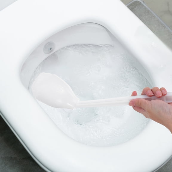 FOMIYES 2-Pack White Toilet Cleaning Mops with Curved Soft Bristles and Easy Squeeze Water Release for Bathroom Cleaning