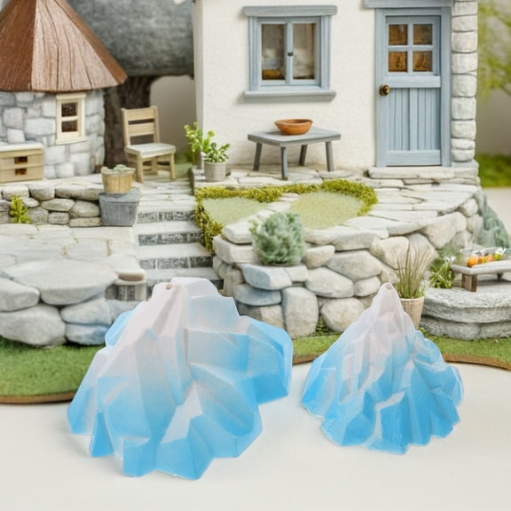 Raindrops 2Pcs Aquarium Iceberg Decoration with Realistic Penguin Figurines Assorted Colors