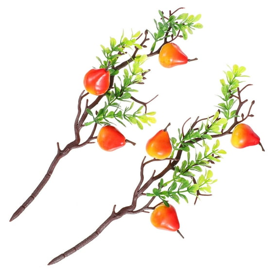 Raindrops 2Pcs Artificial Pear Branches Plastic DIY Wedding Photo and Holiday Home Decor