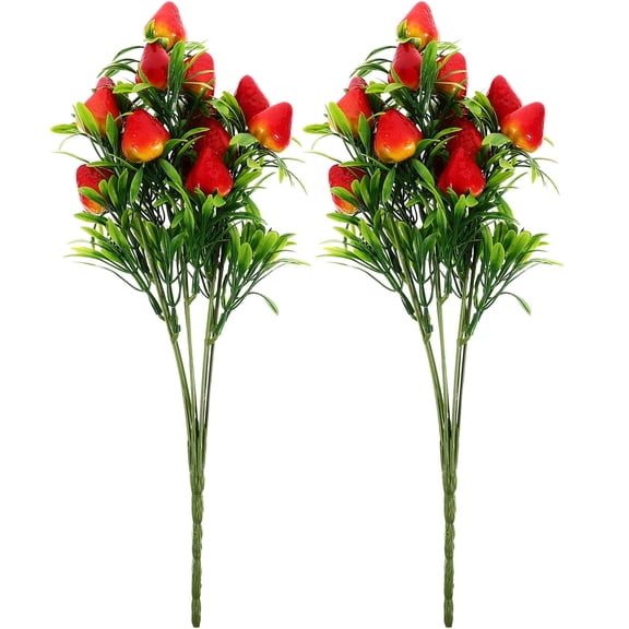Raindrops 2Pcs Artificial Strawberries for Decor Red Yellow Flower Shape for Home and Party