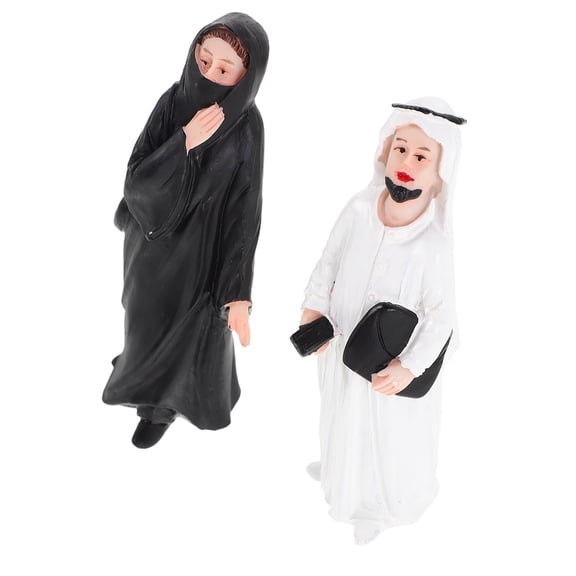 FOMIYES Assorted Color Resin Arab Couple Figurines for Tabletop and Planter Decor 2Pcs