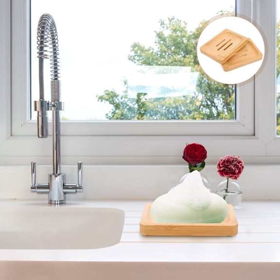 Raindrops 2-Pack Soap Dish and Sponge Holder Rack for Bathroom and Kitchen Countertop Organization and Drainage