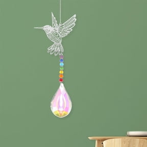 Raindrops 2-Pack White Hummingbird Crystal Sun Catcher Ornaments for Window, Home Decor and Hanging Decoration