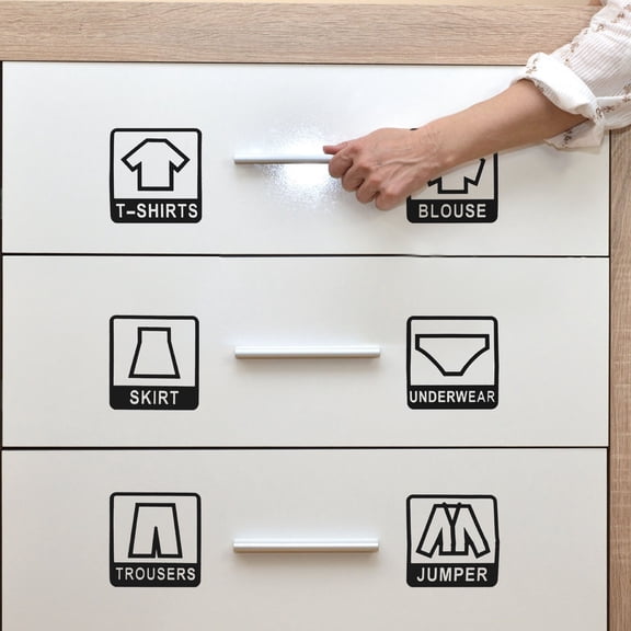 Raindrops 2-Pack Black Clothing ID Stickers Self-Adhesive Labels for Wardrobe and Bedroom Organization