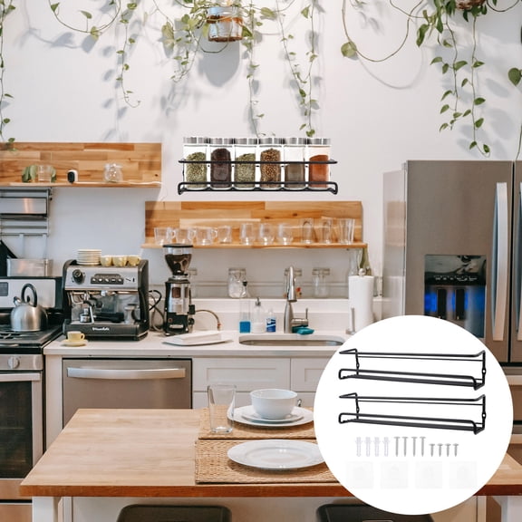 Raindrops Wall Mounted Rack for Spices Carbon Steel 2Pcs