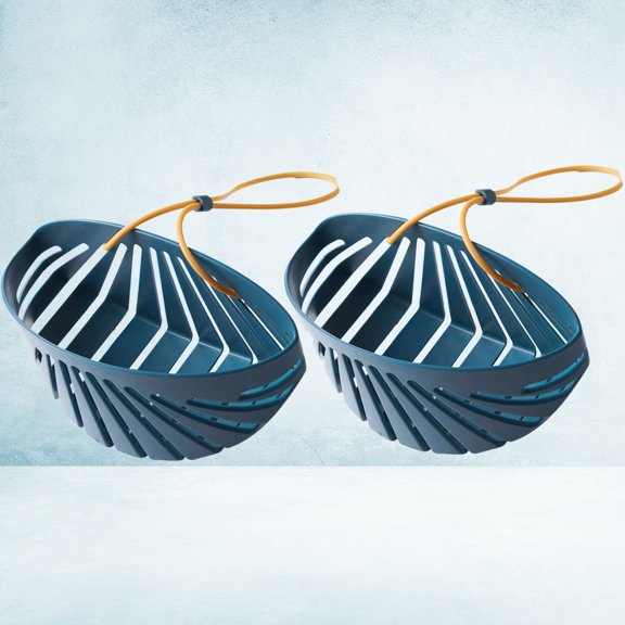 Raindrops 2Pcs Blue Kitchen Sink Hanging Basket Plastic Sponge Soap Liquid Drainer Easy Clean