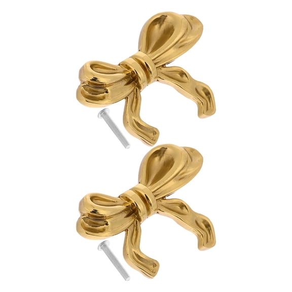 Raindrops 2-Pack Vintage Brass Bow Cabinet Handles Decorative Pulls for Furniture, Wardrobes, Drawers, and Doors