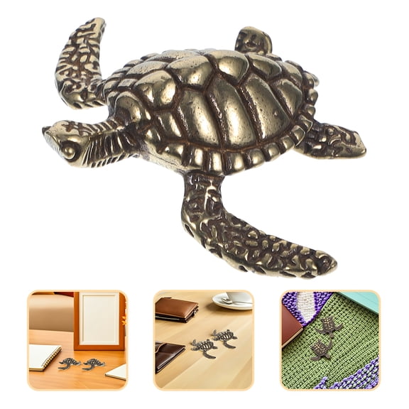 FOMIYES Vintage Golden Brass Tortoise, Intricate Metal Turtle Sculpture for Home, 2Pcs