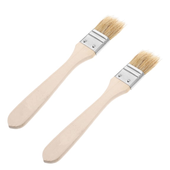 Raindrops 2Pcs Barbecue Oil Baking Brush Beige Wooden Handle for Marinade and Grilling