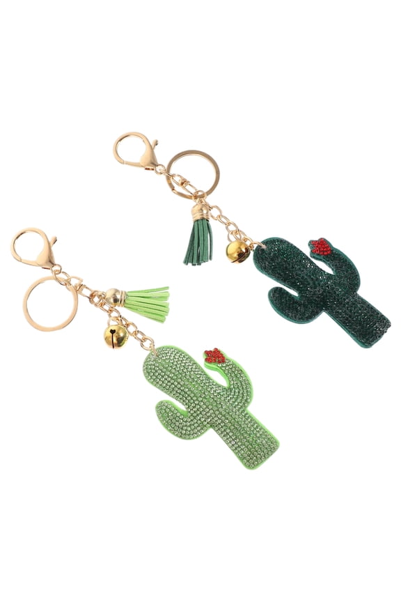 Raindrops 2-Pack Cactus Charm Keychains for Women, Colorful Lint-Resistant Key Chains for Everyday Use and