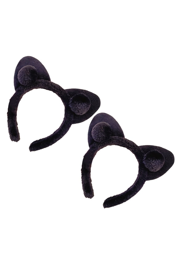 2Pcs Cat Ears Hairband for Animal Ears Hairband Use in Black and Round