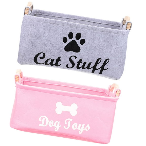 Raindrops 2Pcs Cat Toy Felt Storage Case Pink Gray Assorted Color Home Use Pet Owners