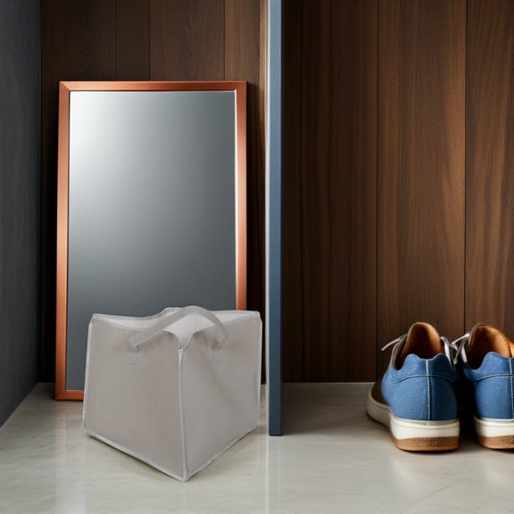 Raindrops 2Pcs Clothes Hanger Storage Bag Beige Triangle Organizer for Closet Laundry Room