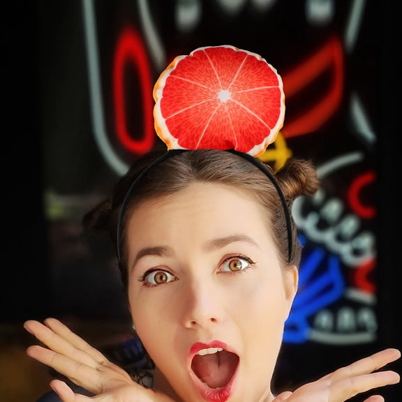 Raindrops 2Pcs Soft Plush Grapefruit Headbands for Cosplay Party Fruit Hair Accessories Orange