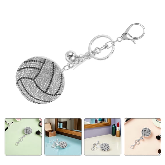 Raindrops 2Pcs Zinc Alloy Volleyball Keychains with Rhinestones for Trendy Purse and Backpack Charms