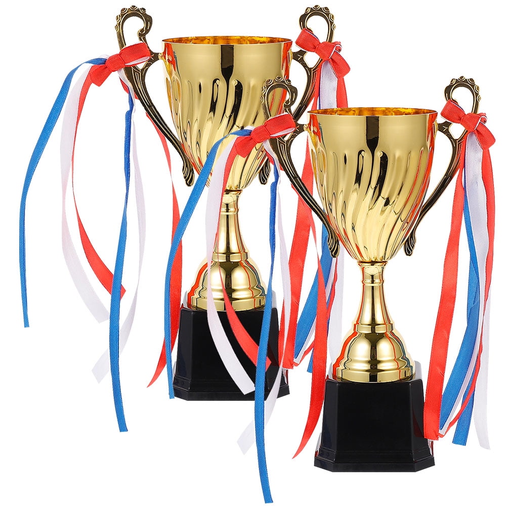 Raindrops 2Pcs Competition Trophy Golden Metal Plastic Award Recognition Prize 11.8x3.1x3.1in