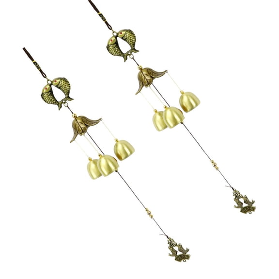 Raindrops 2Pcs Copper Alloy Bell Pendant Wind Chime for Outdoor Garden Ornament and Lucky Wind Chimes