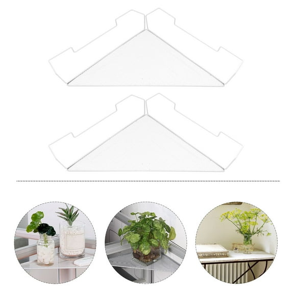 Raindrops 2Pcs Corner Shelf Rack Storage Stands White Iron For Living Room