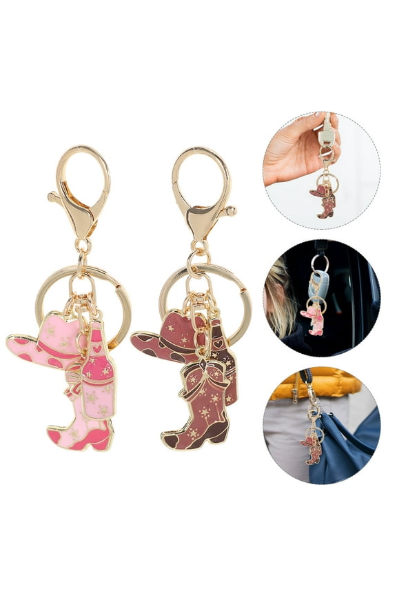 2Pcs Cowgirl Boot Keychain Assorted Color 9.80X3.00X0.30cm Zinc Alloy Western Themed Keychain Party Favor