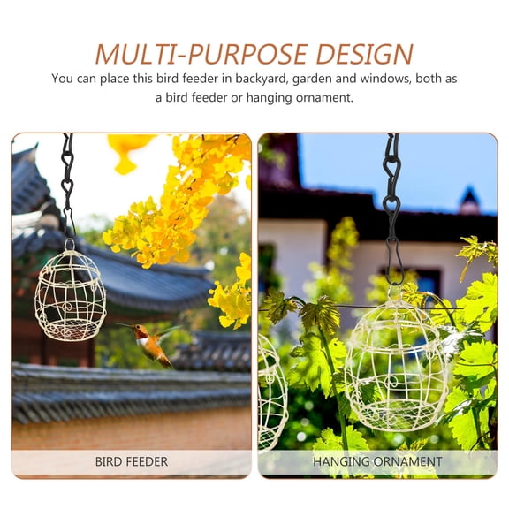 Raindrops 2Pcs Outdoor Golden Swing Bird Feeders for Garden Yard Hanging with Heavy Load Chain and Removable Tray