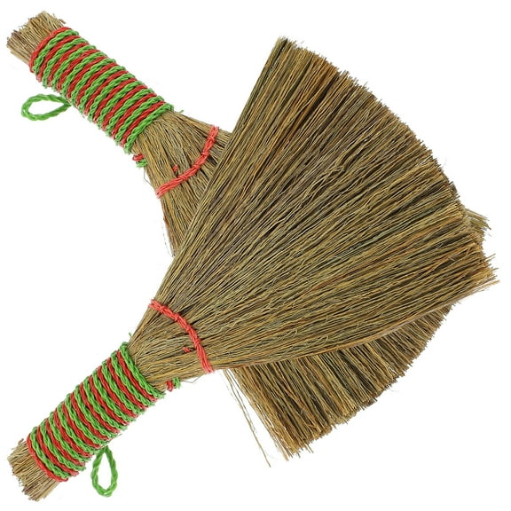 Raindrops 2Pcs Desktop Broom Small Broom Short Handle Dust Brush Miscanthus for Home Cleaning