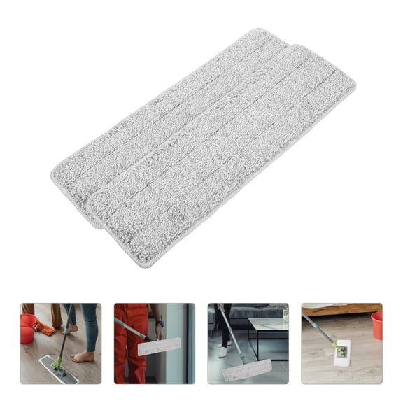 FOMIYES 2Pcs Washable Grey Fiber Mop Pads Replacement for Thorough Dust Dirt and Grime Cleaning
