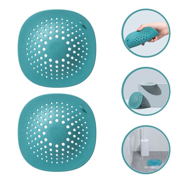 Raindrops 2Pcs Floor Drain Cover Hair Catcher Dark Green for Bathroom and Kitchen Debris Filtering