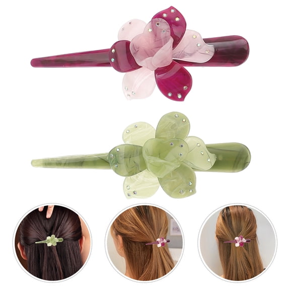 Raindrops 2Pcs Floral Hair Barrettes Chrysanthemum Artificial Flowers Assorted Color Accessories