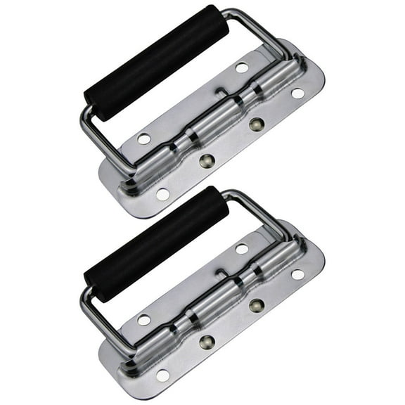 Raindrops 2Pcs Folding Handle with Rubber Grip Stainless Steel Spring Loaded Case Handle for Door