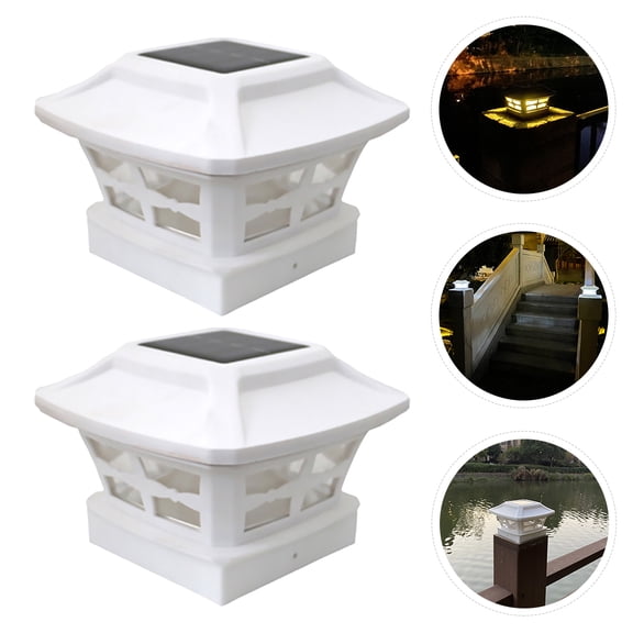 Raindrops 2Pcs Garden Pillar Light Warm Solar Powered for Villa and Park