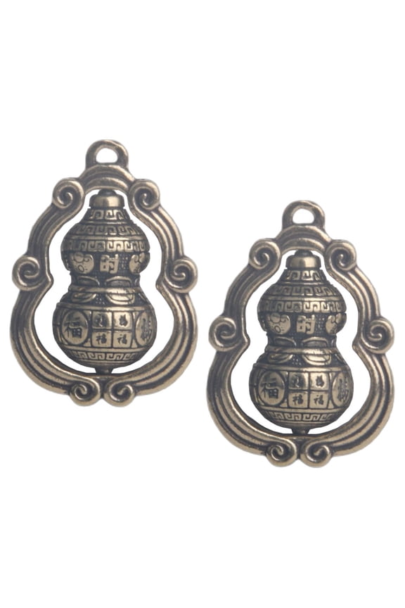 2-Pack Golden Brass Hanging Ornament Keychain Decor for Good Luck and Positive Energy