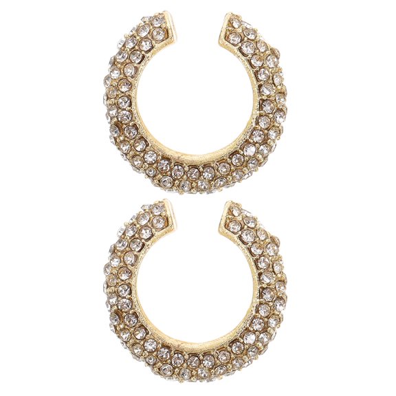 Raindrops 2Pcs Golden Ear Clip Earrings Non Piercing Zinc Alloy Fashionable C Shaped Ear Jewelry