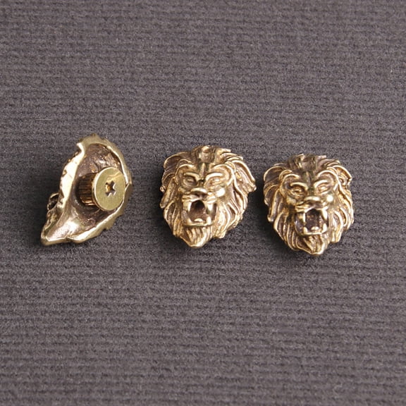 Raindrops 2Pcs Golden Lion Head Buttons for Bags Shoes Diy Making