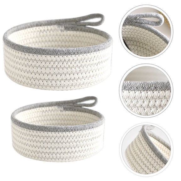 FOMIYES 2-Piece Cotton Thread Decorative Basket Set for Home Storage, Organization and Stylish Room Decor
