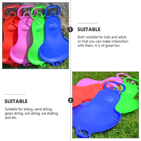 Raindrops Purple Hdpe Grass Skiing Board for Outdoor Fun and Durability 2Pcs