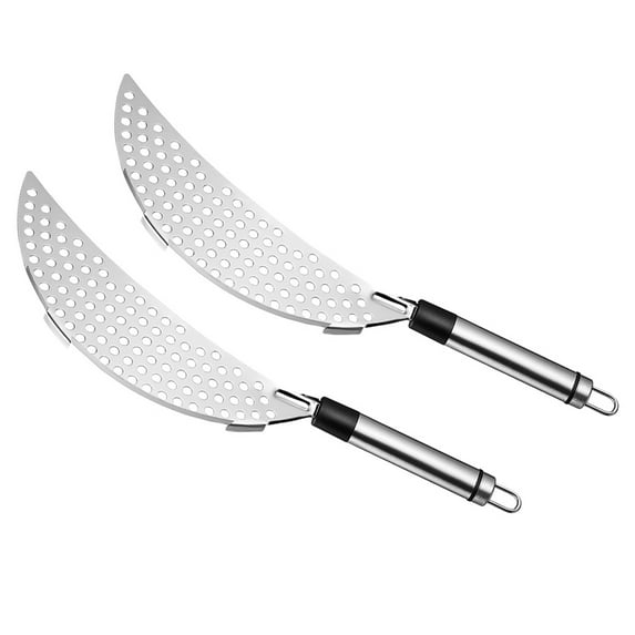 Raindrops 2Pcs Handheld Strainer with Handle for Pasta and Soup in Assorted Color and Stainless Steel