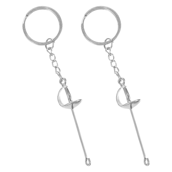 FOMIYES Fencing Keychain Silver Aluminum Portable Decorative Pendant 2Pcs