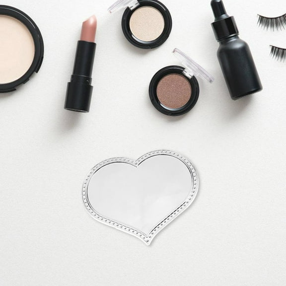 Raindrops 2Pcs Heart Shaped Handheld Vanity Mirror Silver High Definition Safety Mirror for Decoration