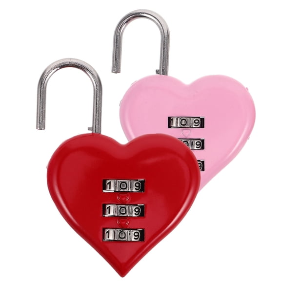 Raindrops 2Pcs Heart Shaped Padlock Zinc Alloy Combination Lock for Valentines Day 11.8X7.9X0.3In