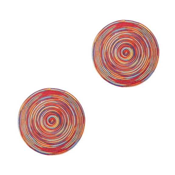 Raindrops Heat Resistant Table Mats Hand Woven Cup Placemat Coaster Cotton Thread Red 2Pcs