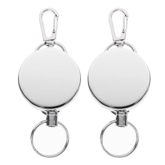 Raindrops 2Pcs Stainless Steel Retractable Key Holder Keychain with Steel Wire for Outdoor Use