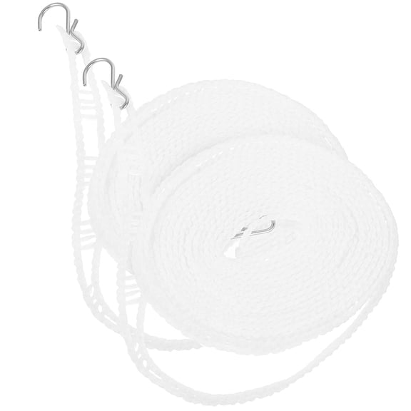 FOMIYES 2-Pack Windproof Outdoor Clothesline Set with Thick White Polyester Rope and Nonslip Design for Home and Garden Use