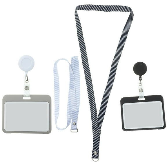 Raindrops 2Pcs Horizontal Badge Holders with Lanyards for Id Card Protection in Grey and .93X3.14X0.31in