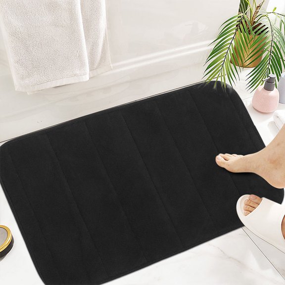 Raindrops 2Pcs Indoor Door Mats Memory Foam Front Door Rug Black Smooth Texture Mat