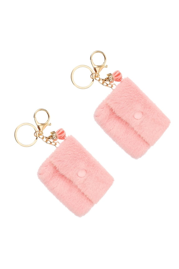 2-Pack Mini Plush Key Organizer Keychain Pouch for Daily Use, Portable and Easy to Carry Accessories